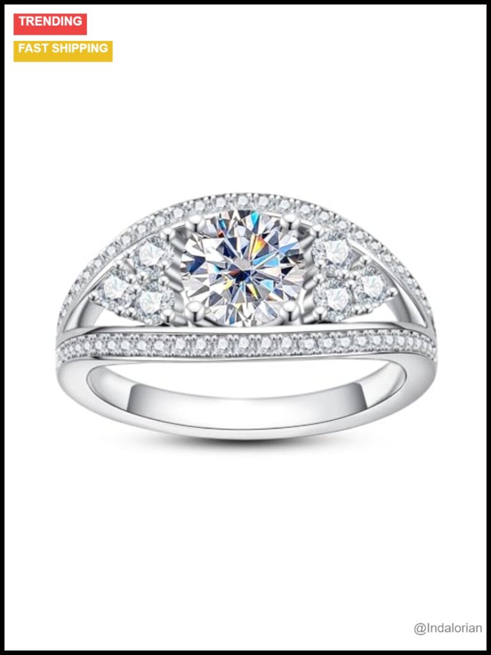 Moissanite Engagement Ring 925 Sterling Silver Vintage Bezel Halo Promise